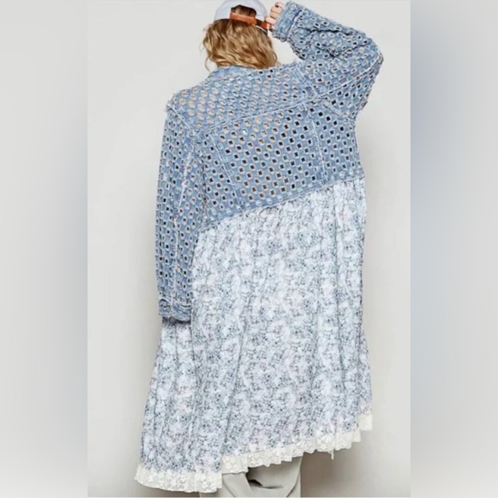 POL “ Boho Patch Duster “ Shacket Cardigan Coat | Denim - Picture 6 of 6